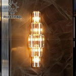 applique murale cristal doré moderne rangs superposés led éclairage chambre salon élégante fixée mur