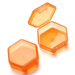 boîtes rangement hexagonnelles modernes transparentes clips colorées bleu noir vert orange violet rouge 42x46mm