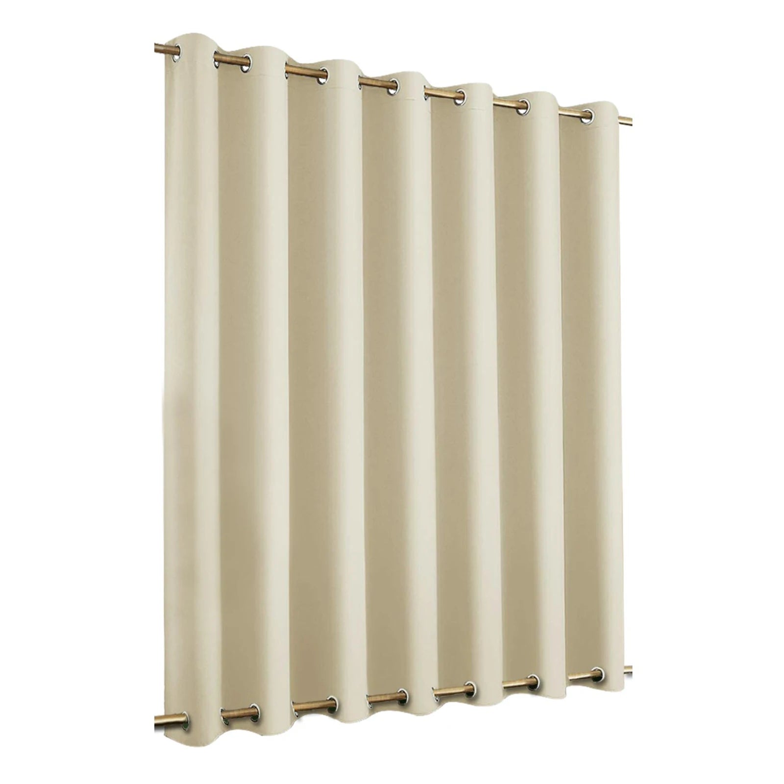 Rideau beige avec œillets en métal, design moderne pour décoration intérieure, parfait pour chambre ou salon, accentue la luminosité tout en préservant l'intimité, installation facile.