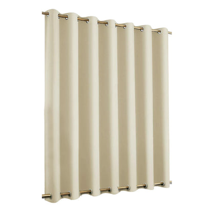 Rideau beige avec œillets en métal, design moderne pour décoration intérieure, parfait pour chambre ou salon, accentue la luminosité tout en préservant l'intimité, installation facile.