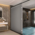 rideau douche gris rayures vertical opacité moderne barre suspension toilette polyester tufté
