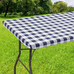 nappe table imperméable vert blanc carreaux moderne clips fixation camping usage extérieur