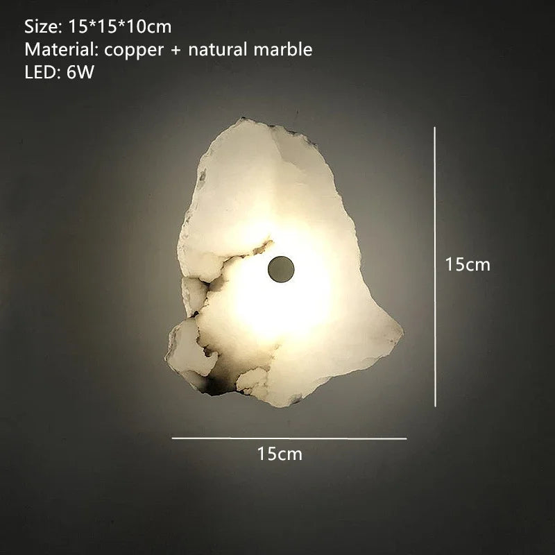 lampe murale marbre naturelle lumière chaude blanc moderne artisanal fixations