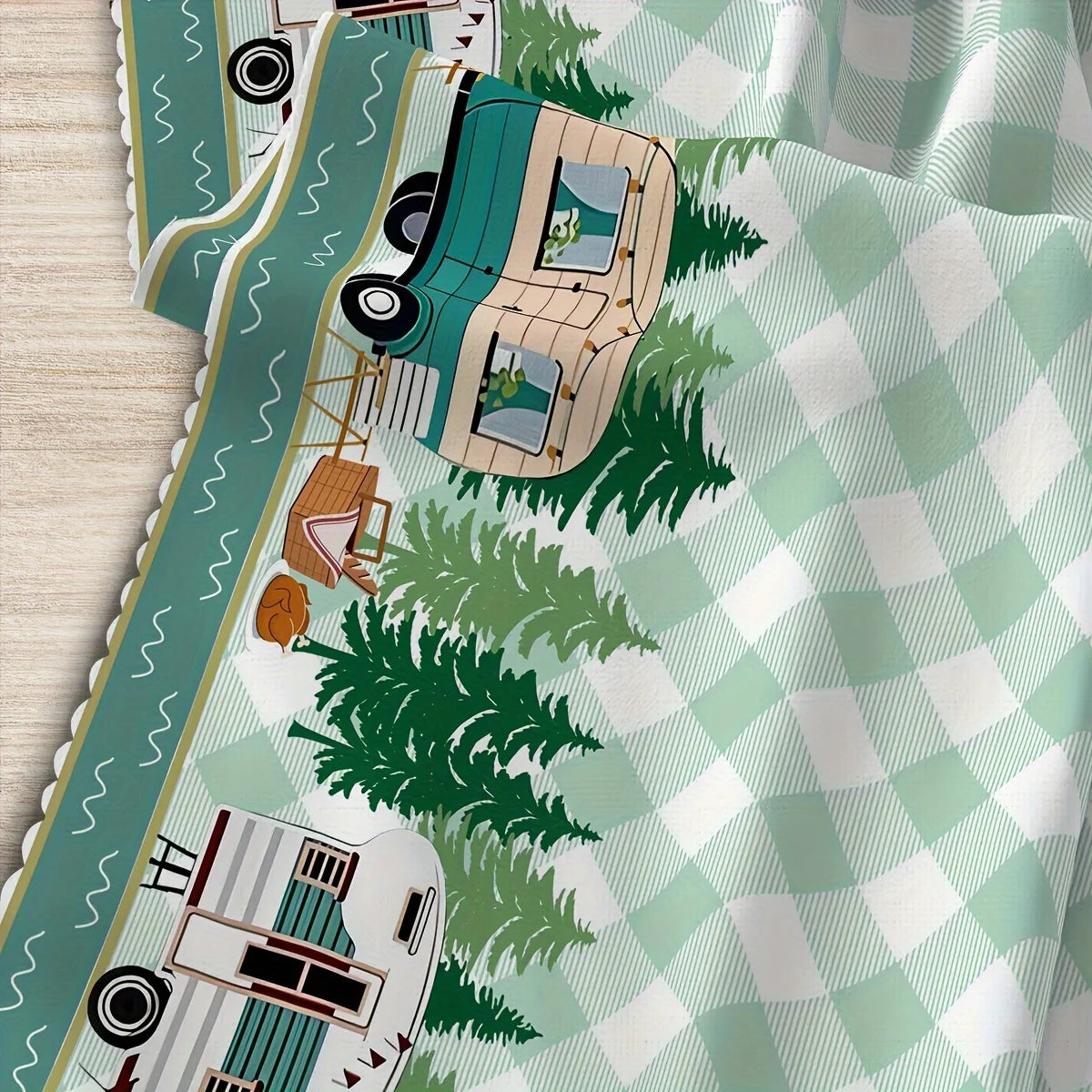 nappe verte arbres carreaux polyester moderne camping table pique nique extérieur réutilisable 140x180cm 152x220cm