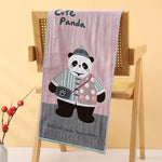 serviettes coton biologique noël dessins animaux ours panda chat ours polaire rose gris bleu