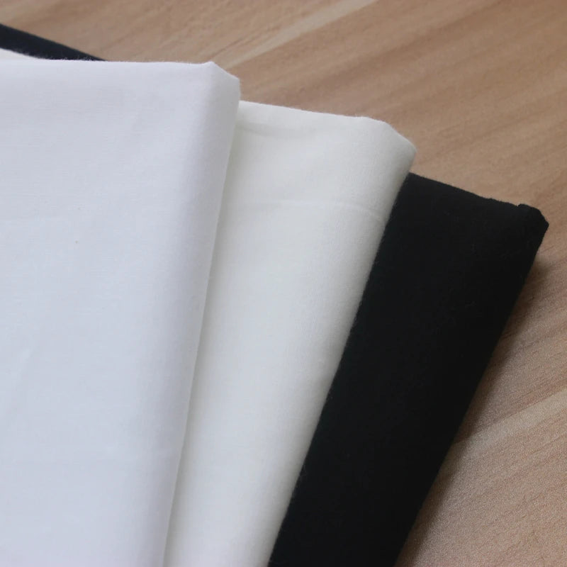 tissu coton blanc noir 150x50cm respirant biodegradable bricolage simple plain