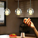 lampe suspendue moderne minimaliste cristal lunaire salle bain restaurant chambre exposition