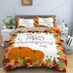 Housse de couette automne motifs citrouille et dinde