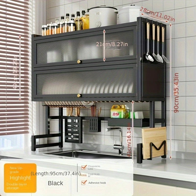 rangements vaisselle noir moderne adhésif assiettes bols cuillères ustensiles cuisine