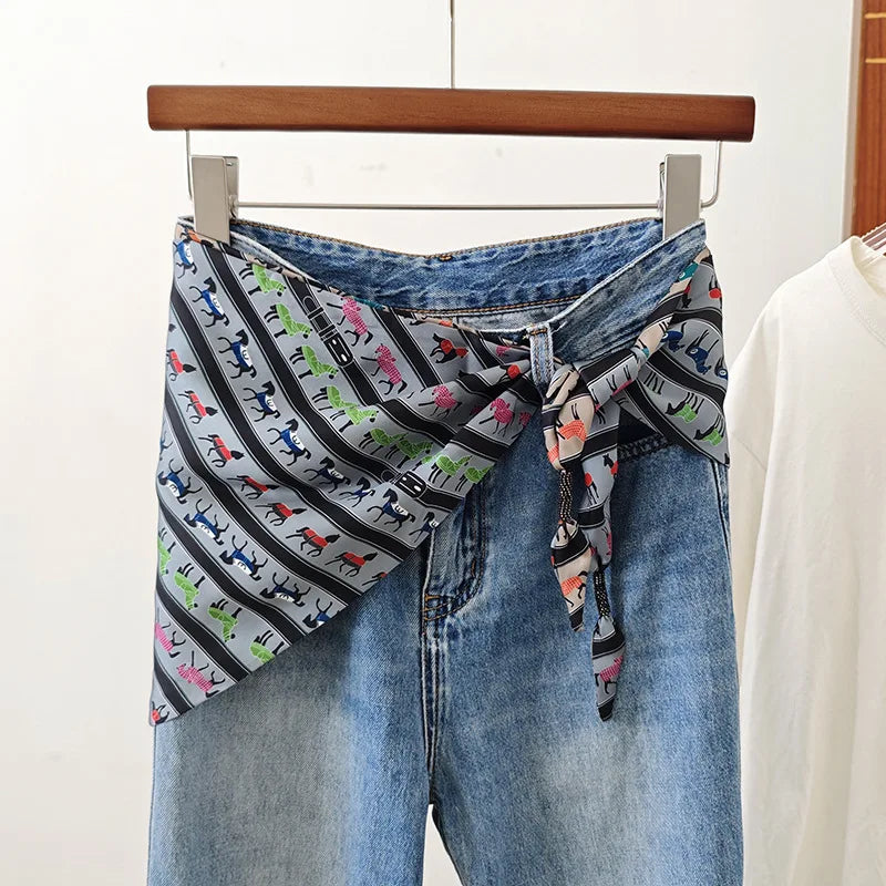 foulard femme soie motif floral patchwork boho chic accessoire tête cou taille