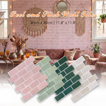 carreaux mur autocollants pvc rectangulaires brique vert foncé moderne 10 feuilles 30cm 30cm