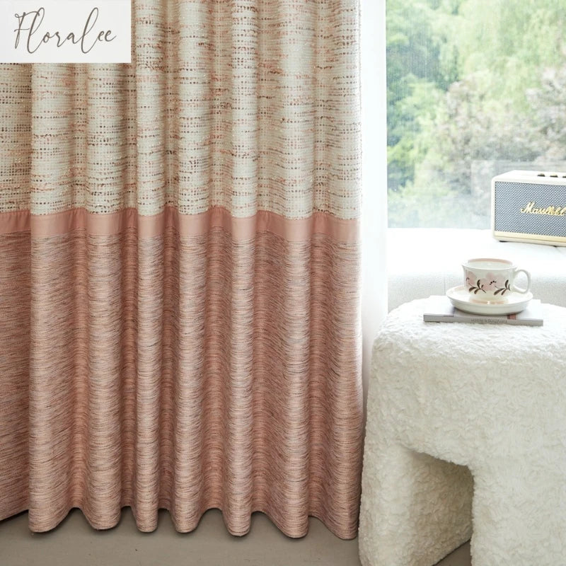 rideau occultant rose beige rayures horizontales moderne élégant chambre enfant salon maison
