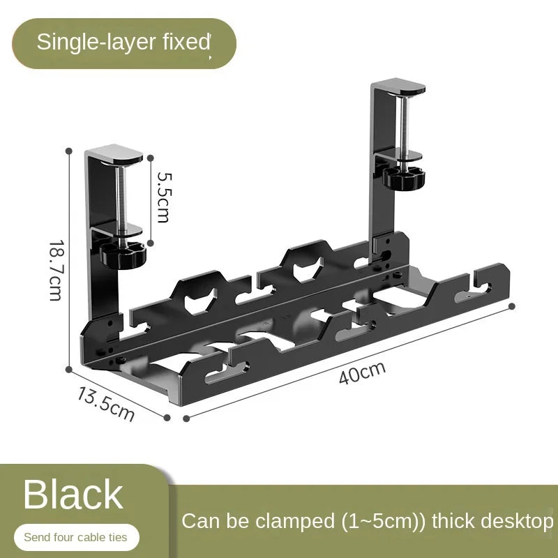 rangement sous table noir extensible clips moderne organisation câbles boîtes rangement acier multifonctionnalité