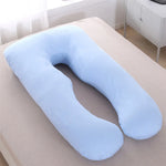 coussin maternité bleu clair forme polyester coton massage voyage literie allaitement