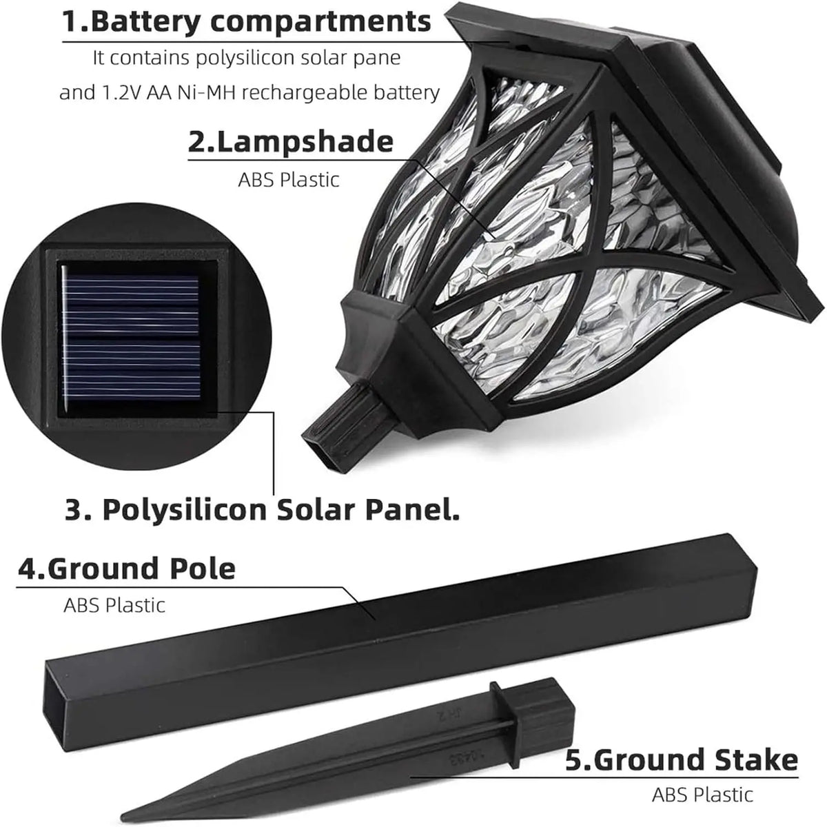 lampes solaires extérieures classiques motifs géométriques noir jaune éclairage gazon vintage autonomes