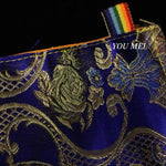 rideau handmade brodé couleurs or bleu rouge vert élégant traditionnel tasseaux multicolores