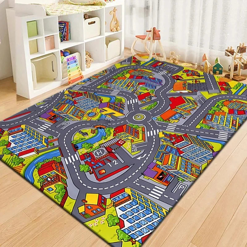 tapis jeu enfant ville miniature route décoratif multicolore chambre salon éducatif aventure routière