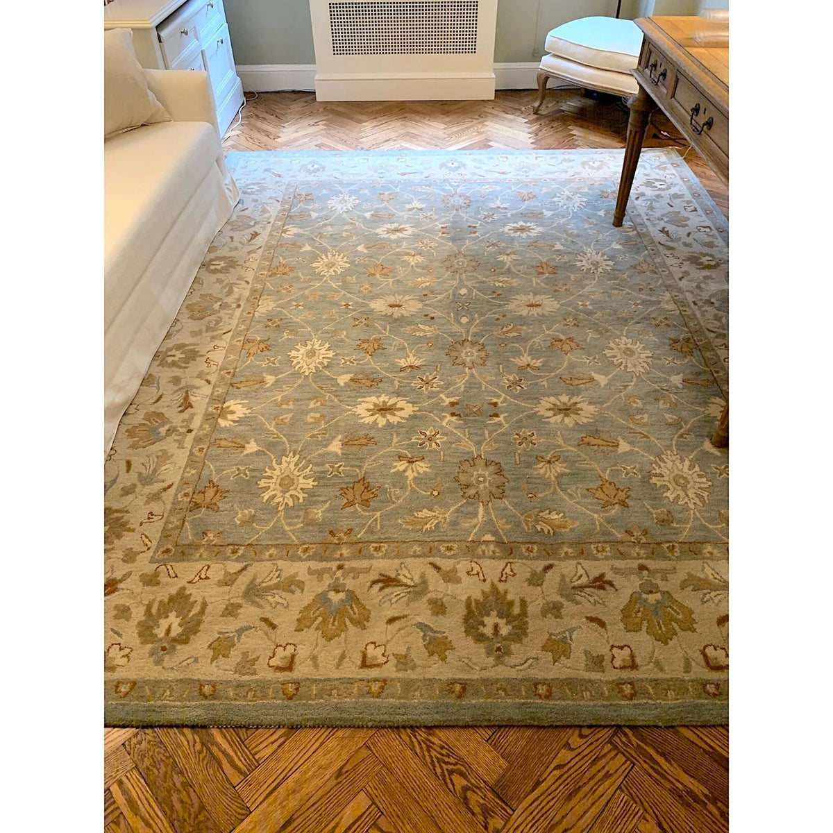 tapis floral classique bleu clair marron deco maison salon chambreextérieur sdb commercialisée