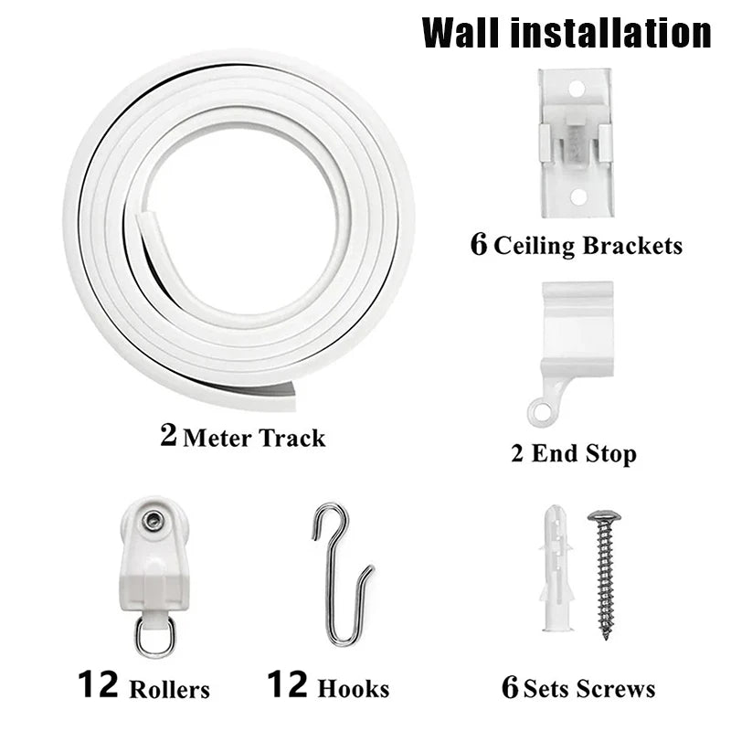rideau rail flexible blanc moderne clips fixation plaques vis système coulissantINCTEDELETELASTWORD