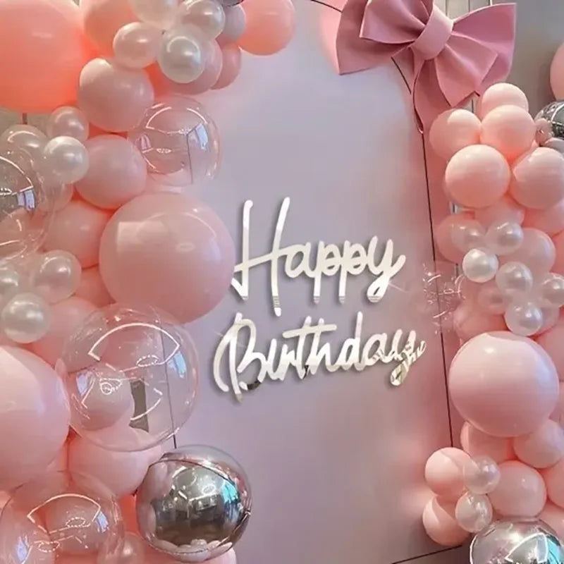 arche ballons moderne rose clair blanc transparent bulles festive