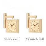 horloge murale bois naturel cadran blanc moderne minimaliste aiguille quartz batterie