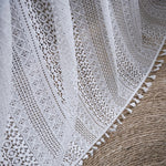 rideau boho chic dentelle transparent noir blanc franges salon chambre