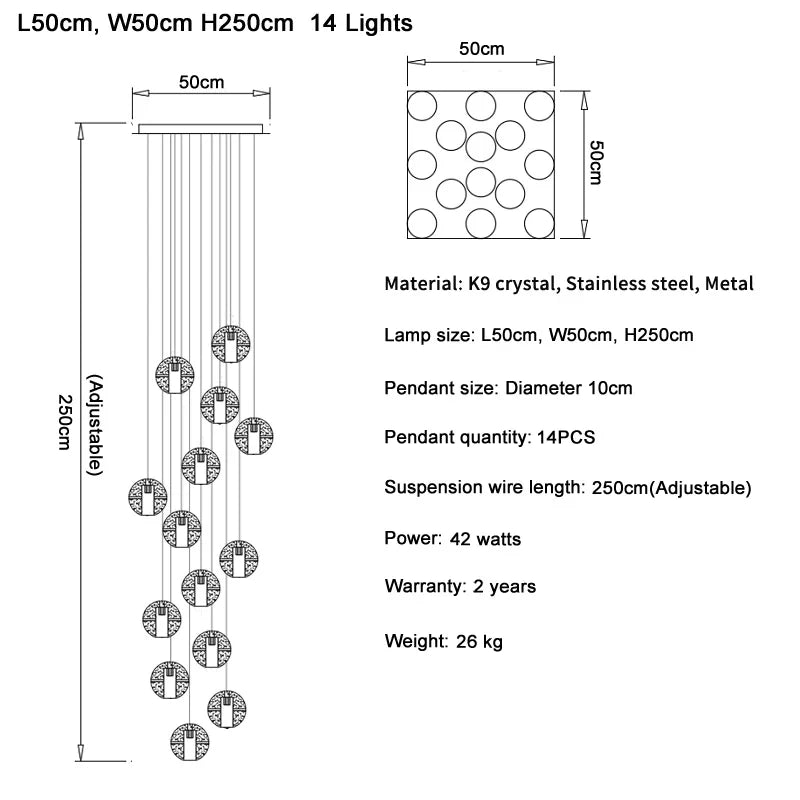 suspension lumineuse moderne cristal transparentes argentées 25 lumières