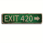 plaque rue vintage grunge fixations rustique décoration murale métal vert foncé