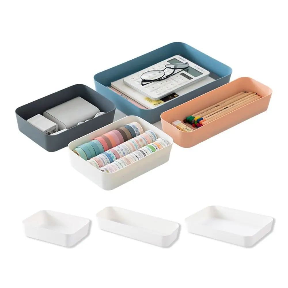 boîtes rangement empilables plastique gris bleu rose blanc modernes minimalistes maison