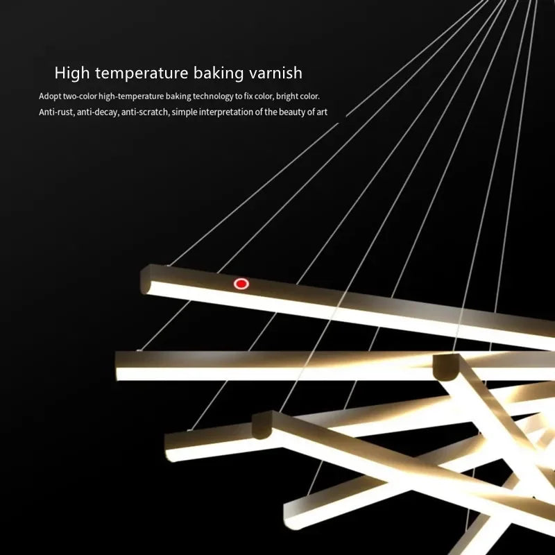 suspension lumineuse moderne têtes noir lignes géométriques scandinave flux lumineux élevé télécommande