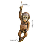 statue singe suspendu marron bébé chenille chemise carreaux décoration jardin extérieure animaux