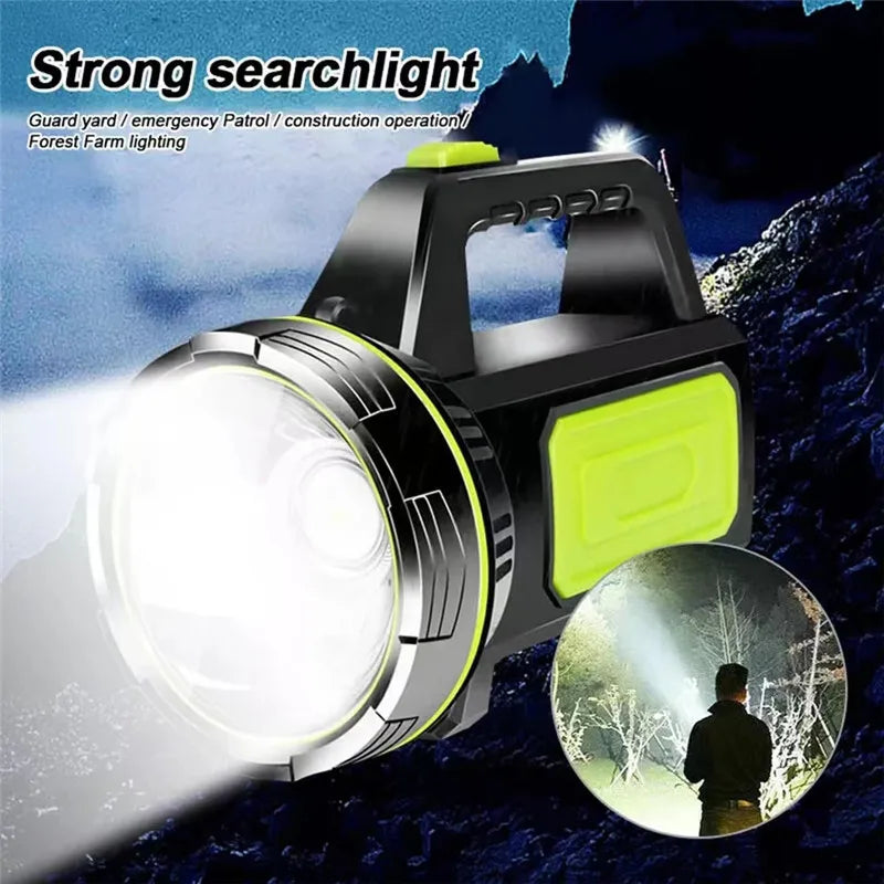 torche rechargeable led puissante moderne noire verte côté lumineuse flasher camping