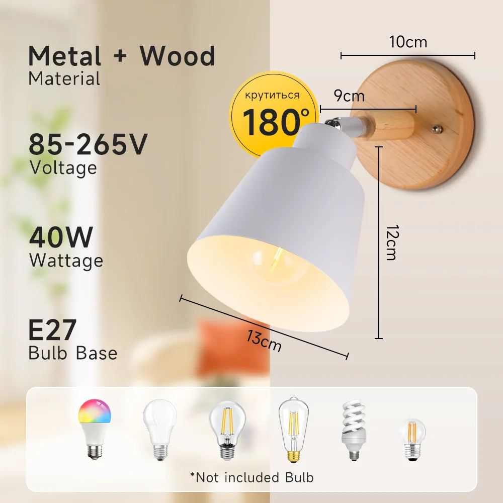 lampe moderne 9W blanc bois rose ampoule visible certification ROHS LED E27 contemporaine