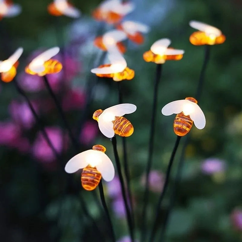 lumière solaire abeille led balancier moderne extérieur blanc orange fixe piquet