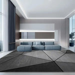 tapis géométrique noir gris moderne salon chambre prière durable anti salissure easy clean