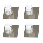 porte balai adhésif moderne violet bleu gris rondelle blanche transparente support crochets mur