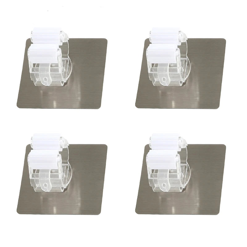 porte balai adhésif moderne violet bleu gris rondelle blanche transparente support crochets mur