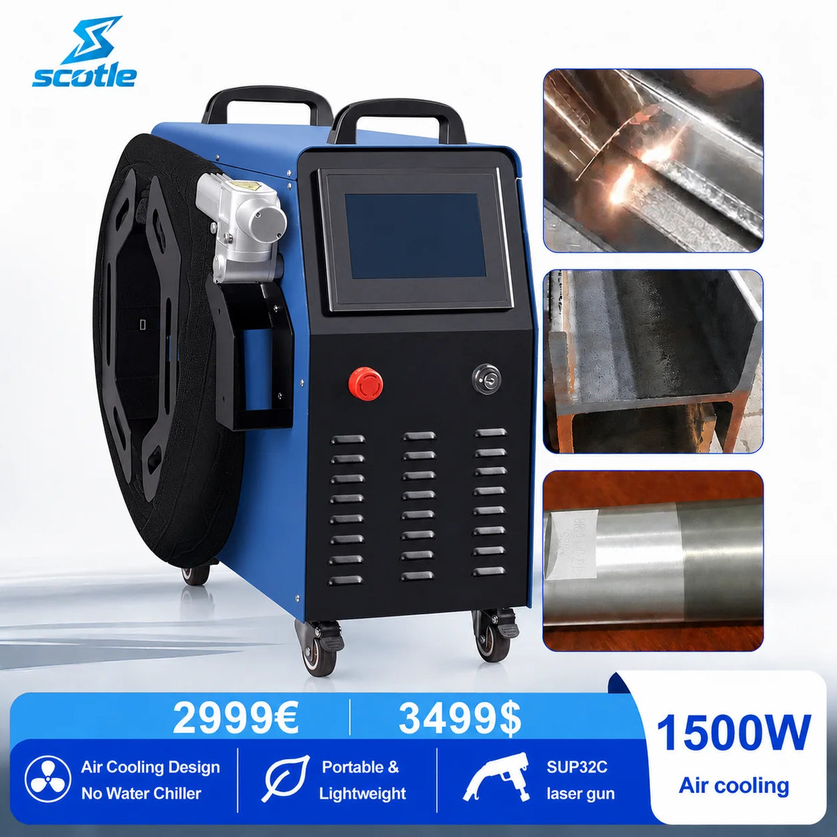 machine laser nettoyage rouille peinture oxyde portable écran tactile lance pistolet câble gris certification