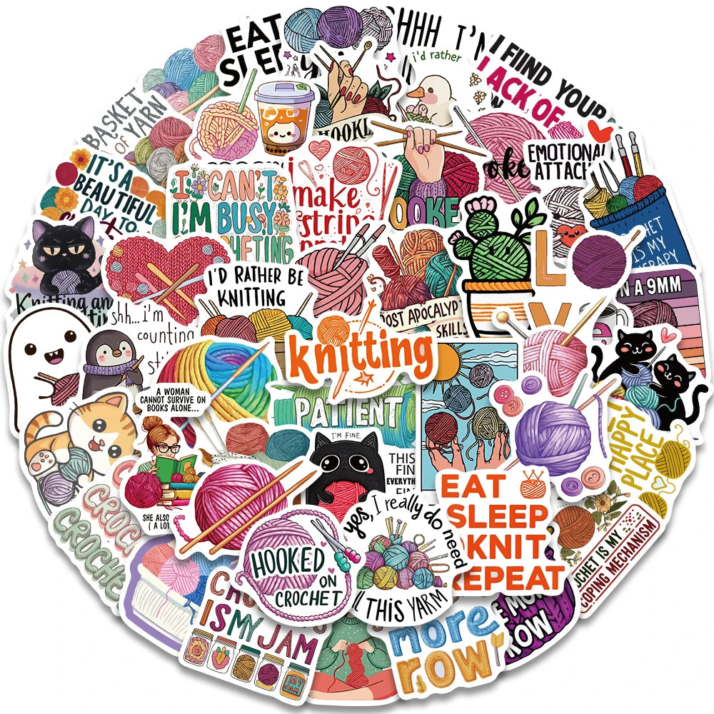 sticker adhésif humour créatif pelote laine cactus chat orange blanc multicolore pack 50
