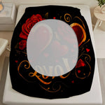 housse couette romantique imprimée roses rouges coeurs love élégante coton polyester noir rouge doré
