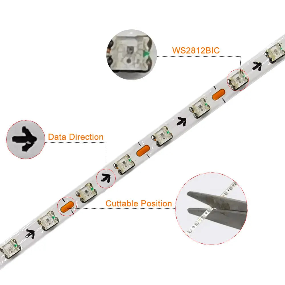 ruban led 160 leds ws2812 blanc multicolore adhésif connecteur câbles moderne