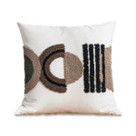 coussin carré boho blanc motif géométrique noir tassel brodé anti décubitus polyester