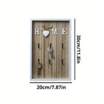 porte clés mural rustique blanc texture bois cœur crochets métalliques vintage