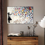 tableau abstrait enfant papillons colorés moderne sans cadre chambre salon chambre enfant