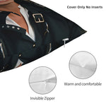 housse coussin imprimé souriant noir moderne zip invisible décoration intérieure lit maison respectueux environnement