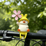 jouet canard jaune oreilles lapin moulin vent rose clip fixation guidon vélo enfantin