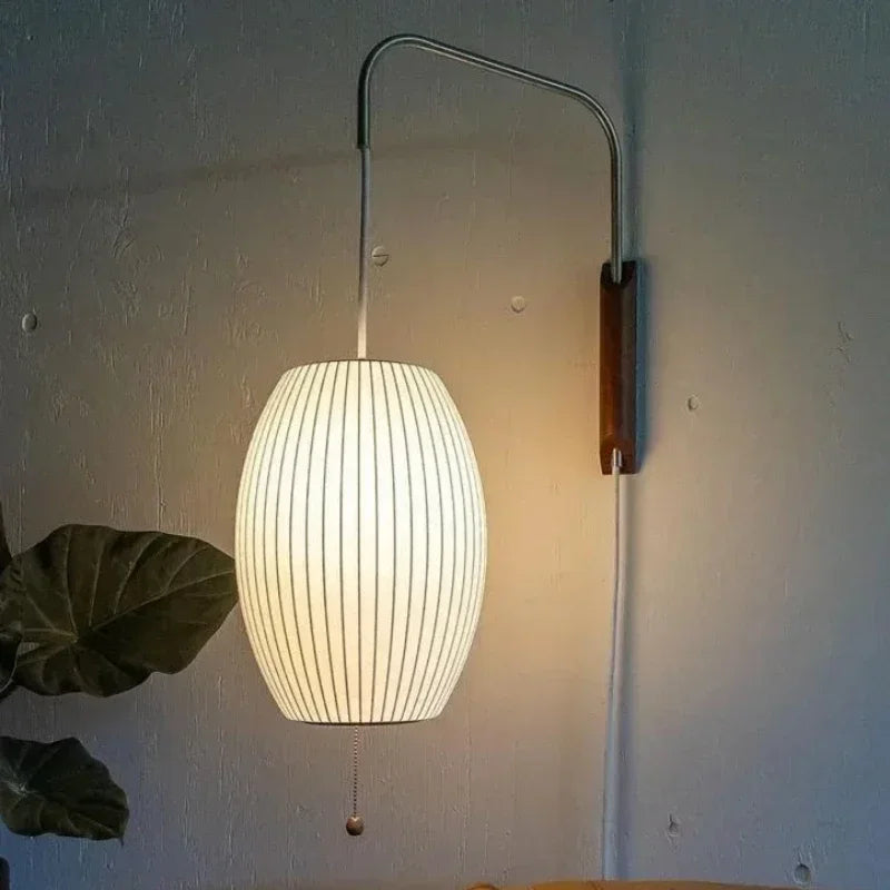 lampe murale moderne blanc bois rayures fixée mur câble électrique interrupteur cuisine chambre coucher