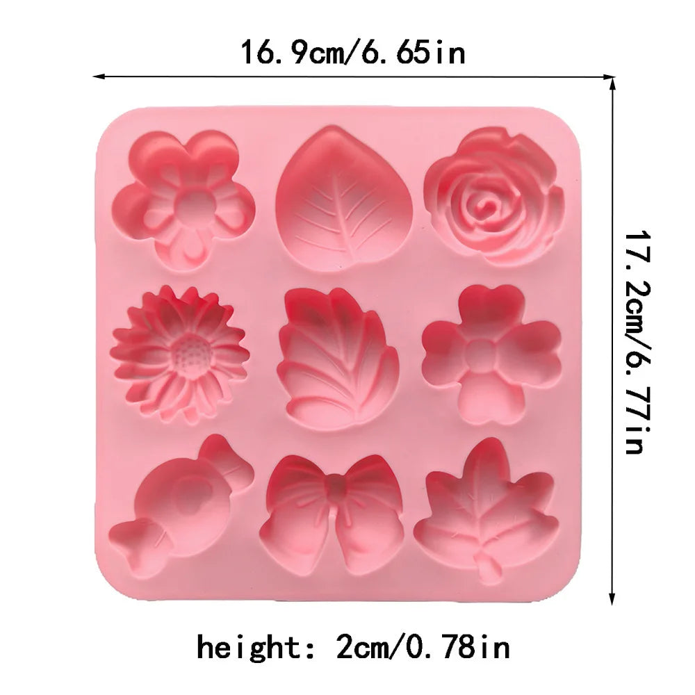 moules gâteaux silicone fleurs feuilles diy fondant chocolat savon bougies modernes