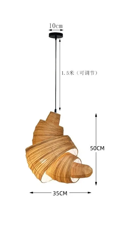 lampe suspendue tissu spirale moderne lumière chaude blanc beige chambre salon restaurant