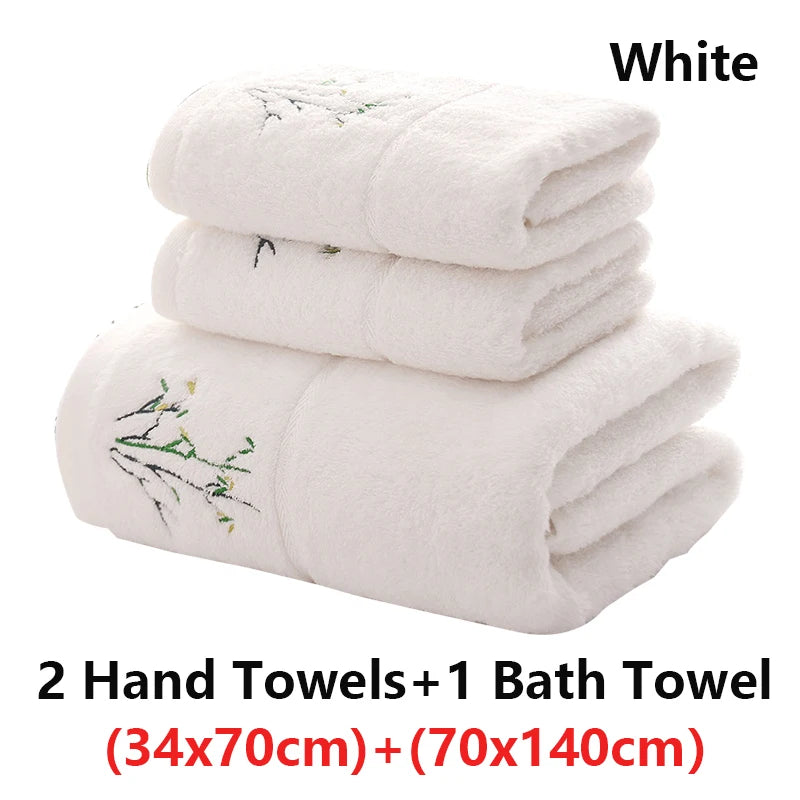 serviettes bambou brodées vert violet rose blanc classiques absorbantes maison